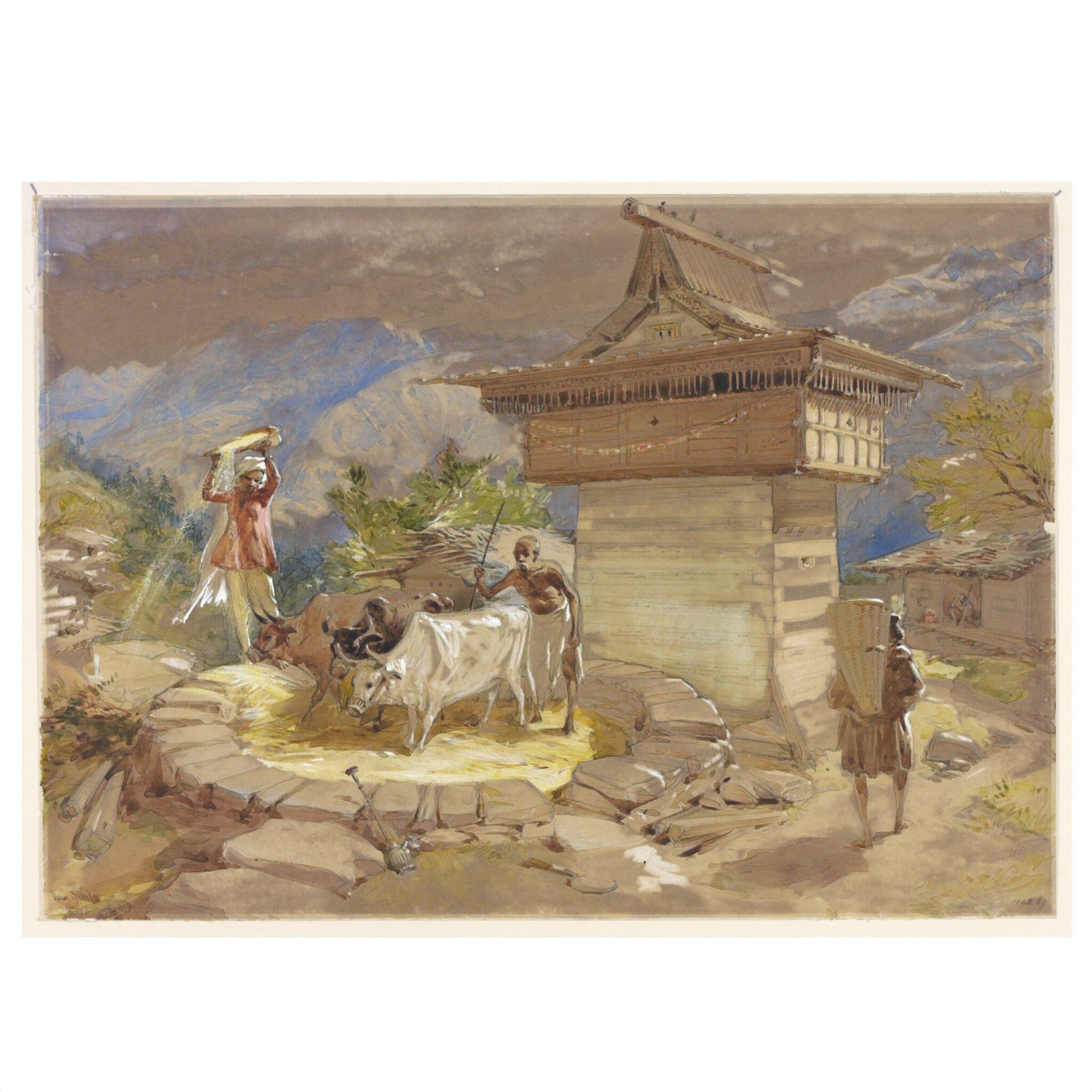 A Hill village near Simla in the Himalayas, William Simpson, 1860