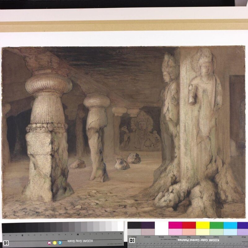 The Trimurti cave at Elephanta Caves, Bombay
