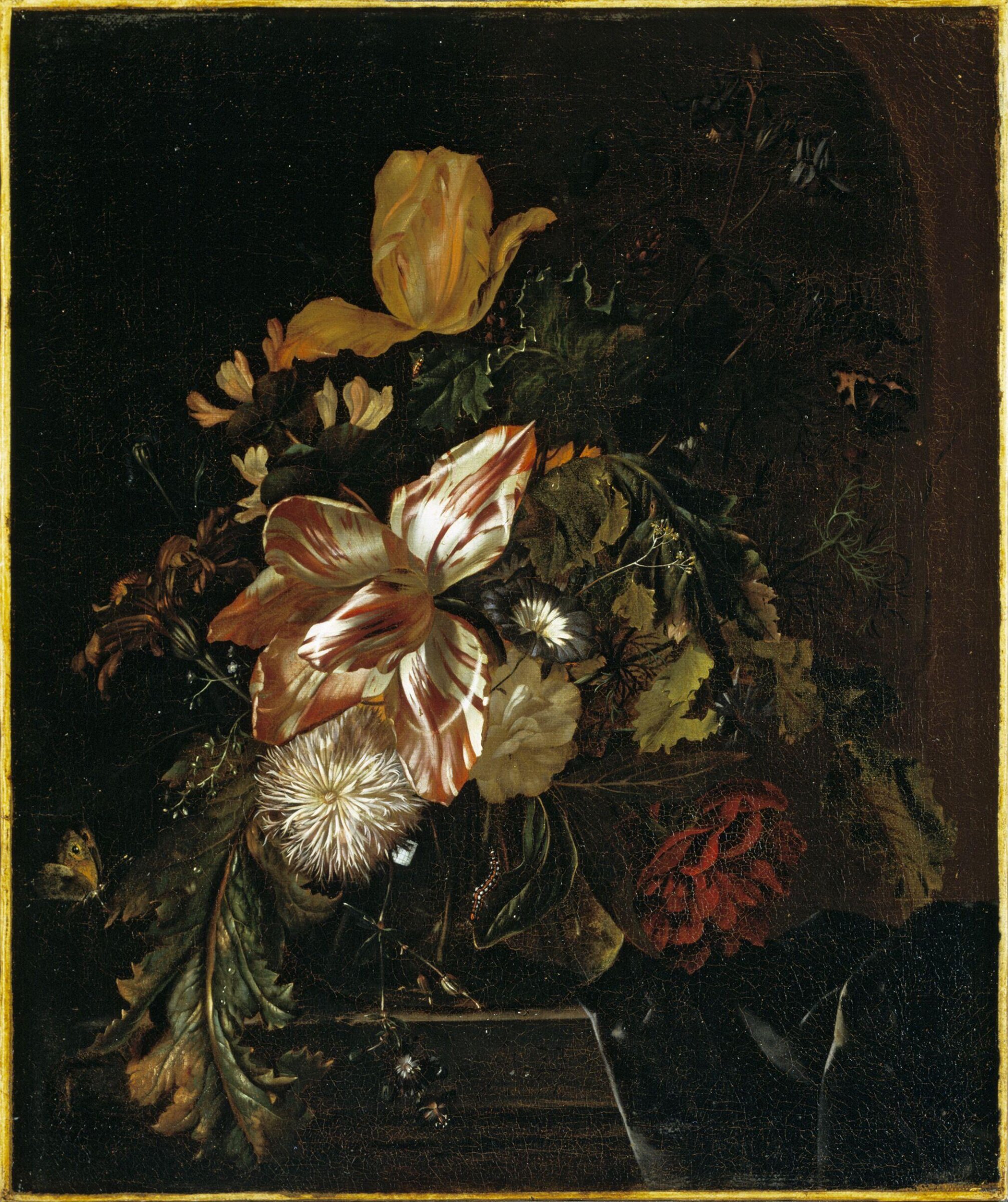 Flowers in a glass vase, Carel Borchaert Voet, ca. 1686-1743