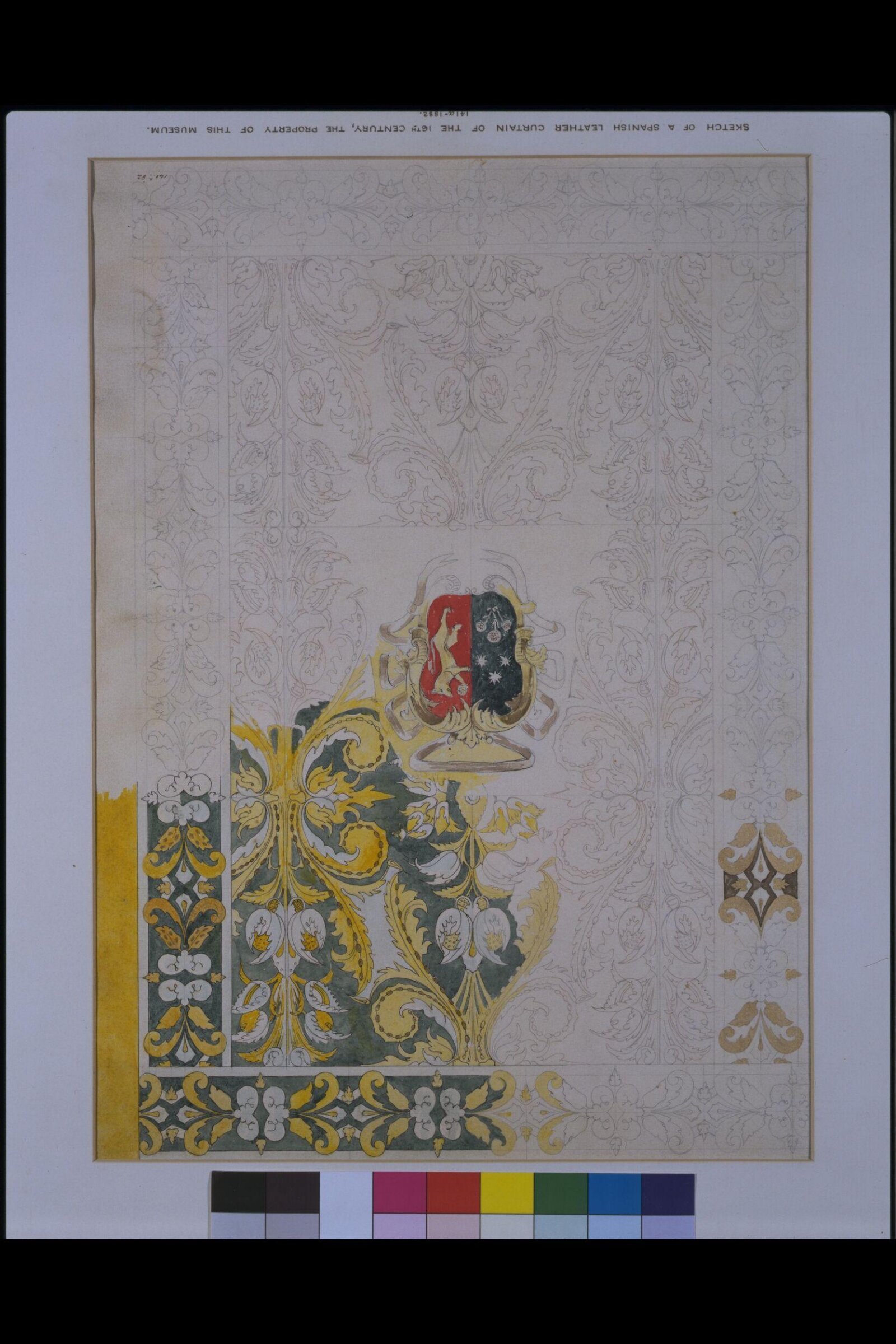 Sketch of Spanish Leather Curtain of the 16th Century, William Burges, ca. 1850-1881
