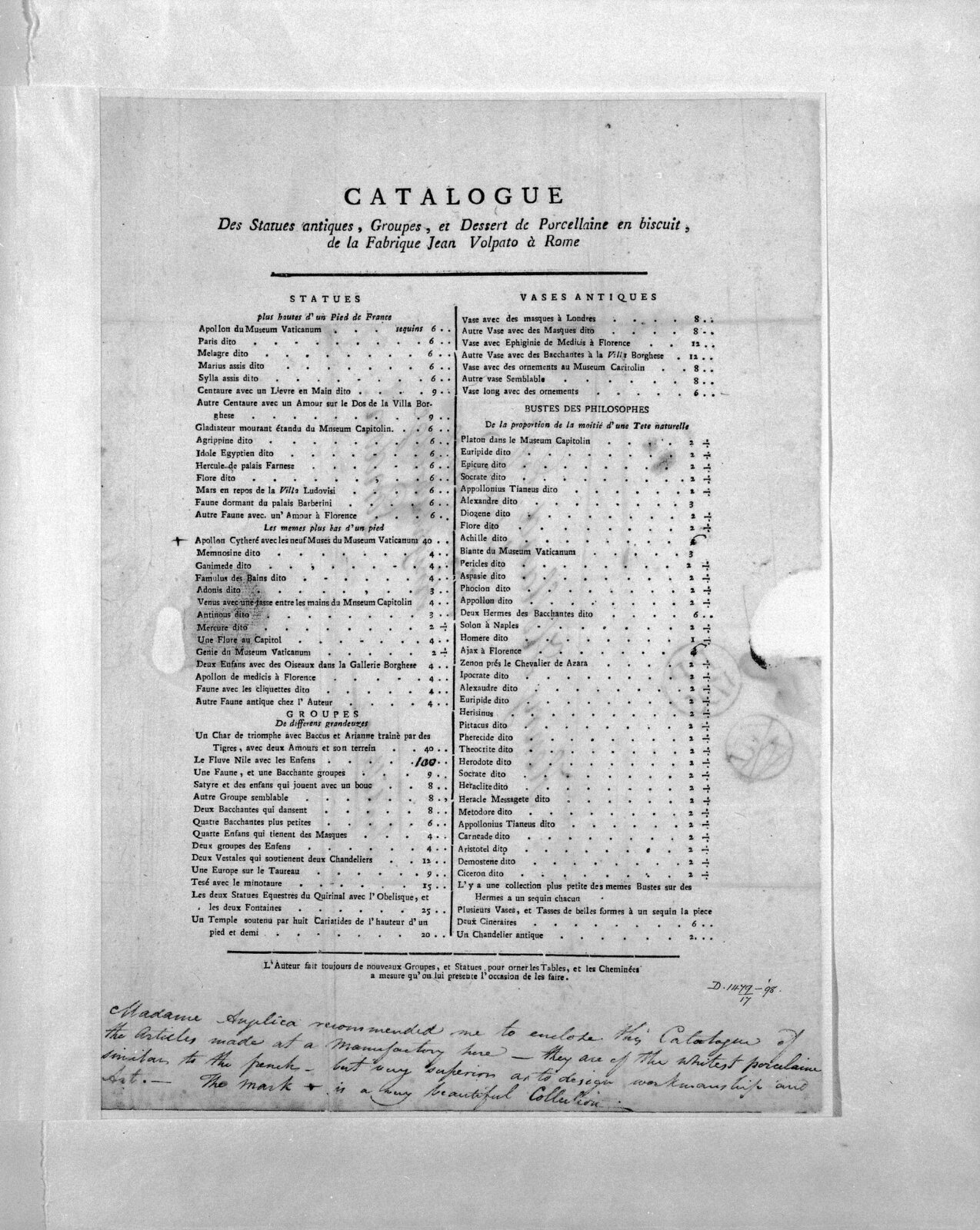 Drawing, Charles Heathcote Tatham, 1794-1796