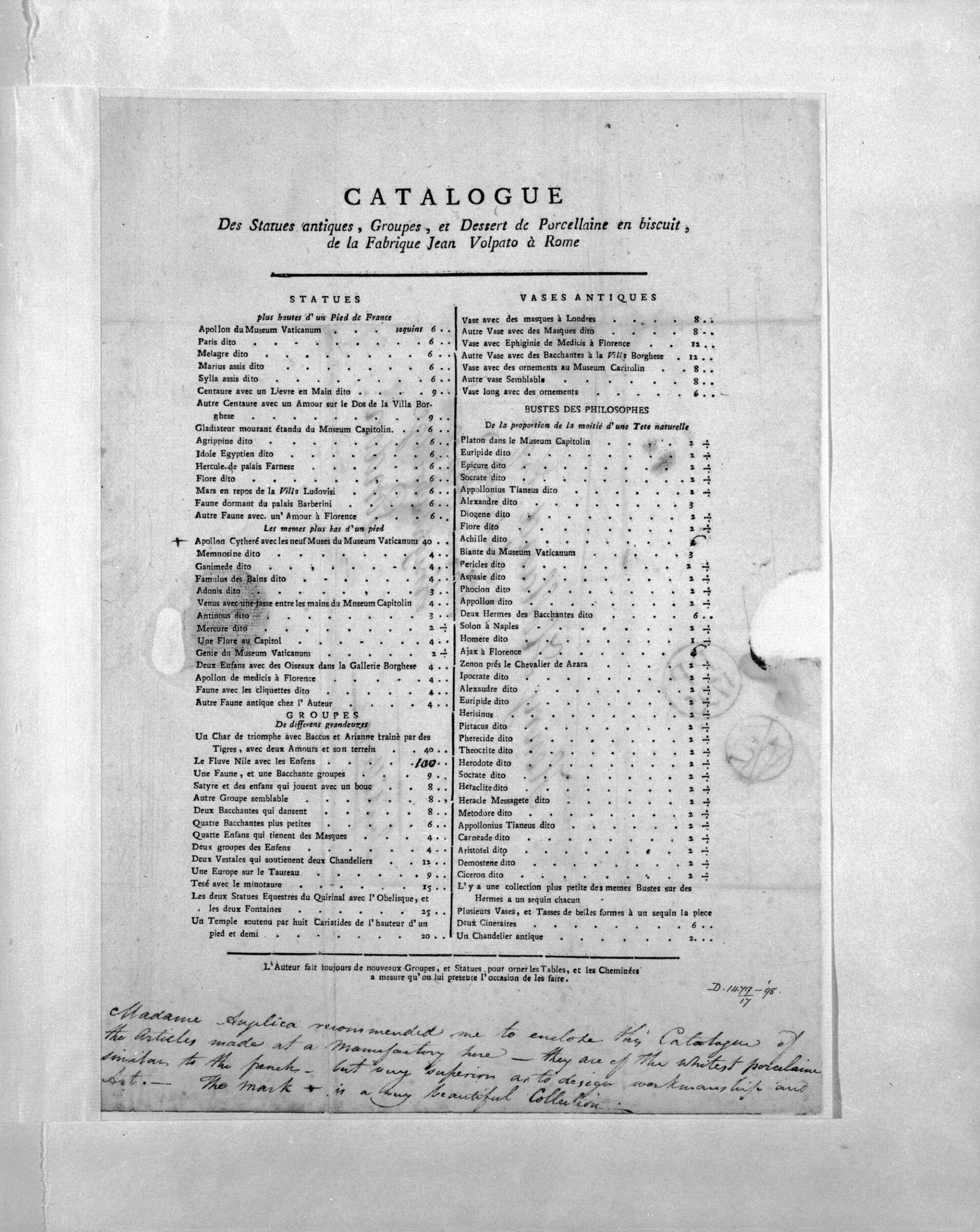 Drawing, Charles Heathcote Tatham, 1794-1796