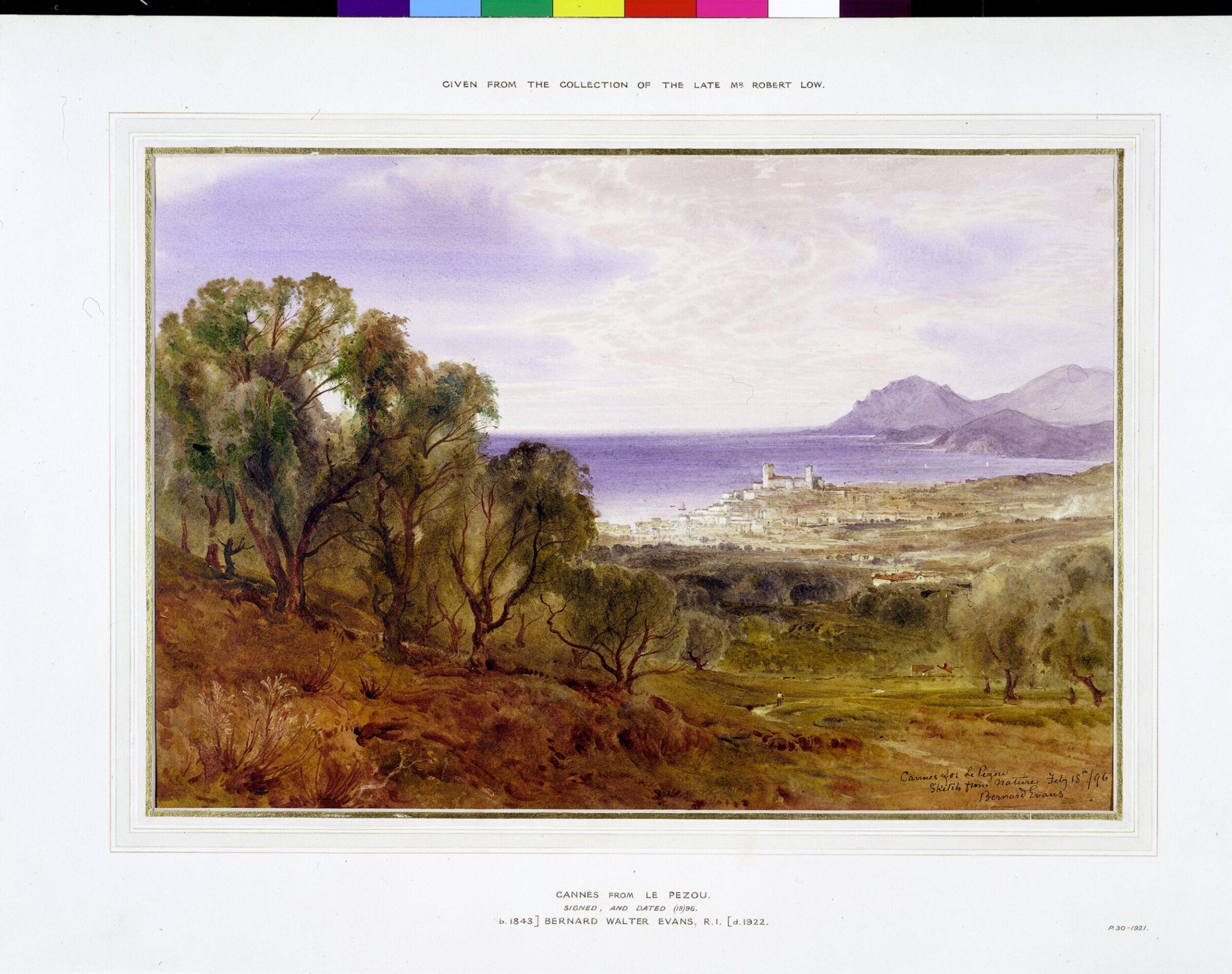 Cannes from Le Pezou- A Sketch from Nature, Bernard Walter Evans, 1896