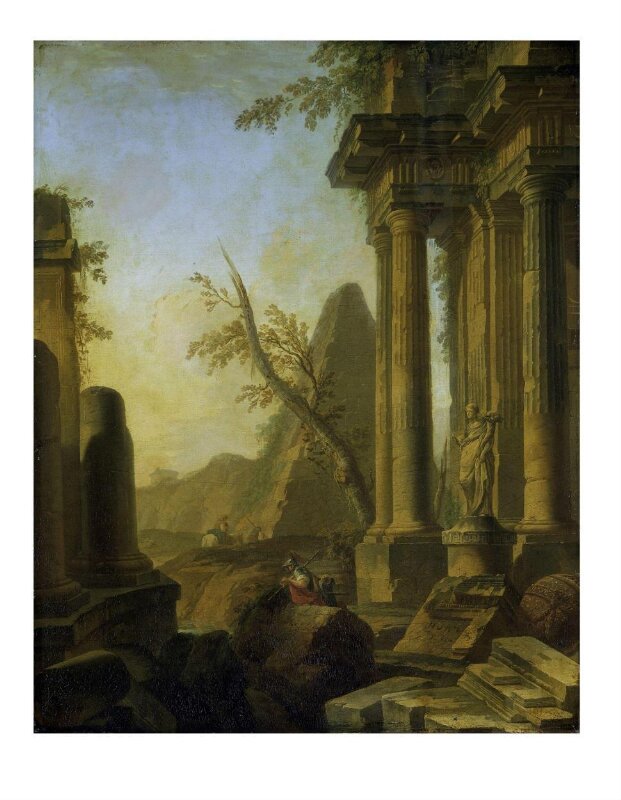 Classical ruins with soldiers