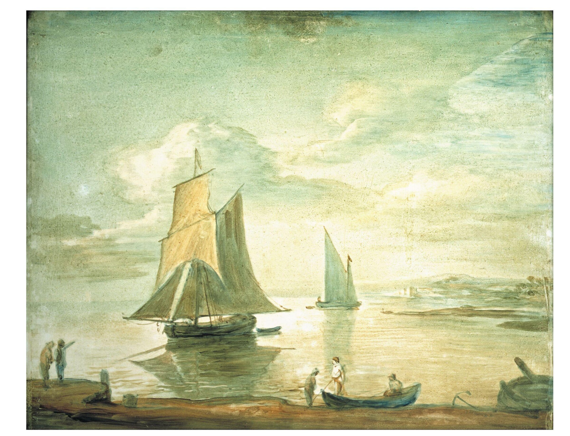 Coastal Scene with Sailing and Rowing Boats and Figures on Shore, Thomas Gainsborough, ca. 1783