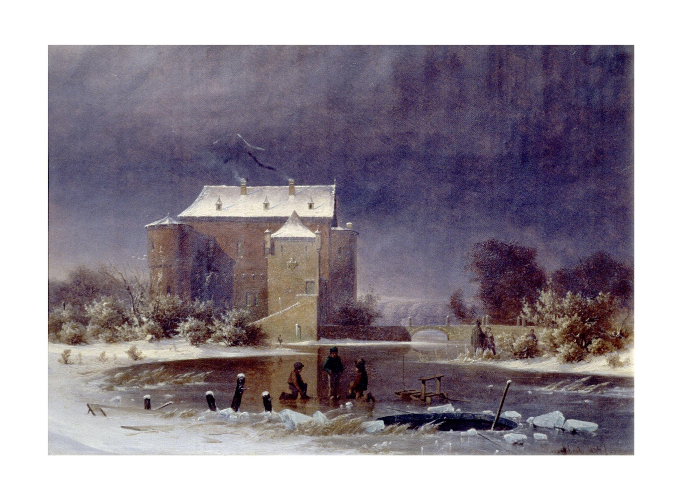 Snow scene: the haunted house, Georg Emil Libert, 1848