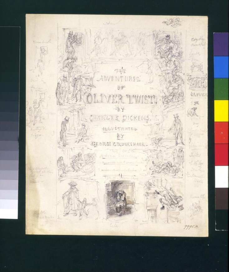 Draft title page for Charles Dickens' Oliver Twist top image