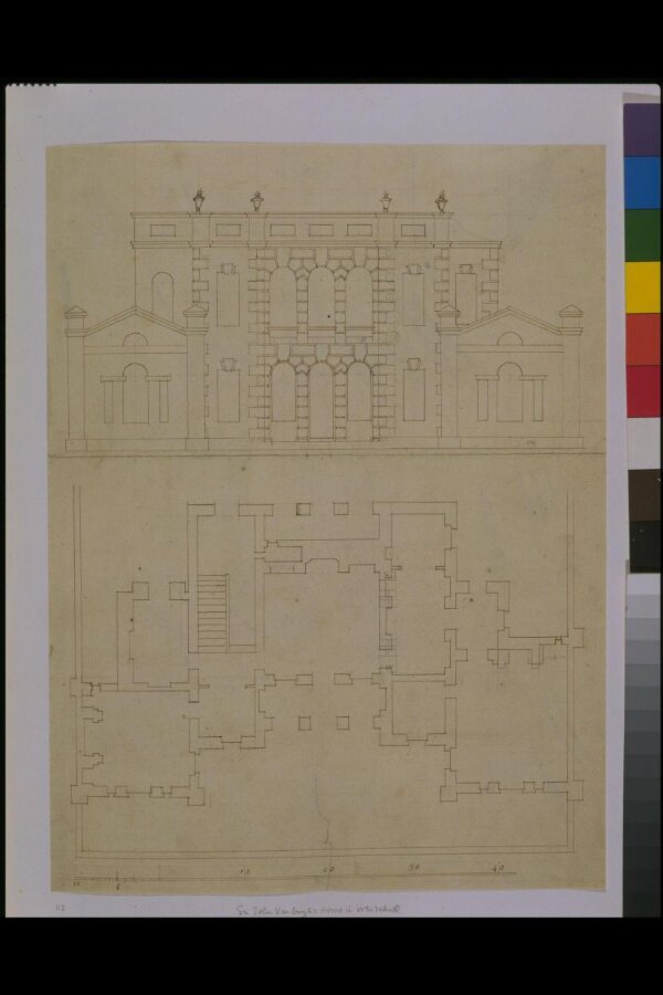 Plan and elevation of 'GoosePie House', Whitehall Sir John Vanbrugh