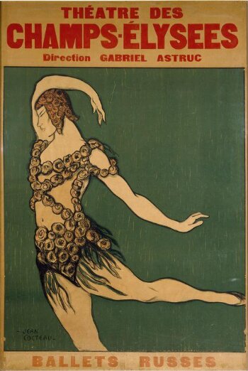 Poster advertiising Nijinsky with the Ballets Russes, Théâtre des Champs Élysées, Paris 1913