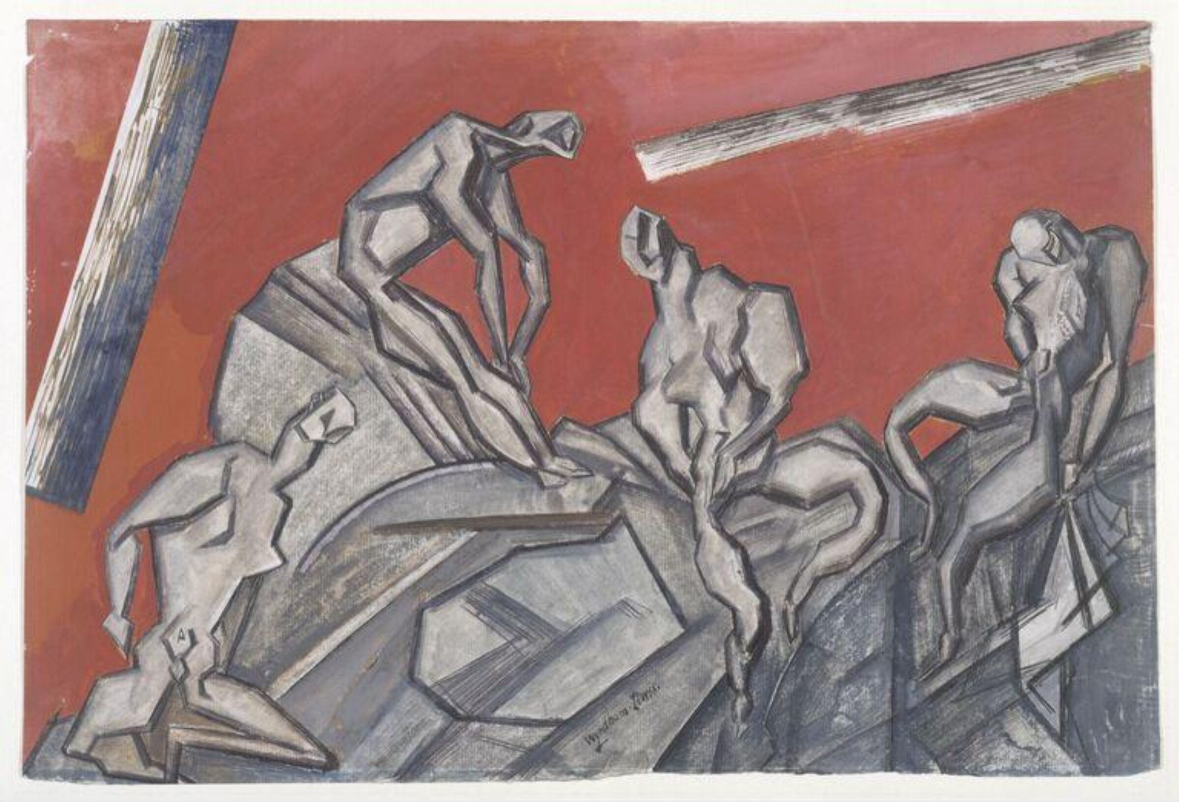 Sunset among the Michelangelos, Wyndham Lewis, ca. 1912