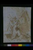 A magician with two other figures, looking at a pyre (recto) thumbnail 2