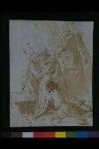 A magician with two other figures, looking at a pyre (recto) thumbnail 2