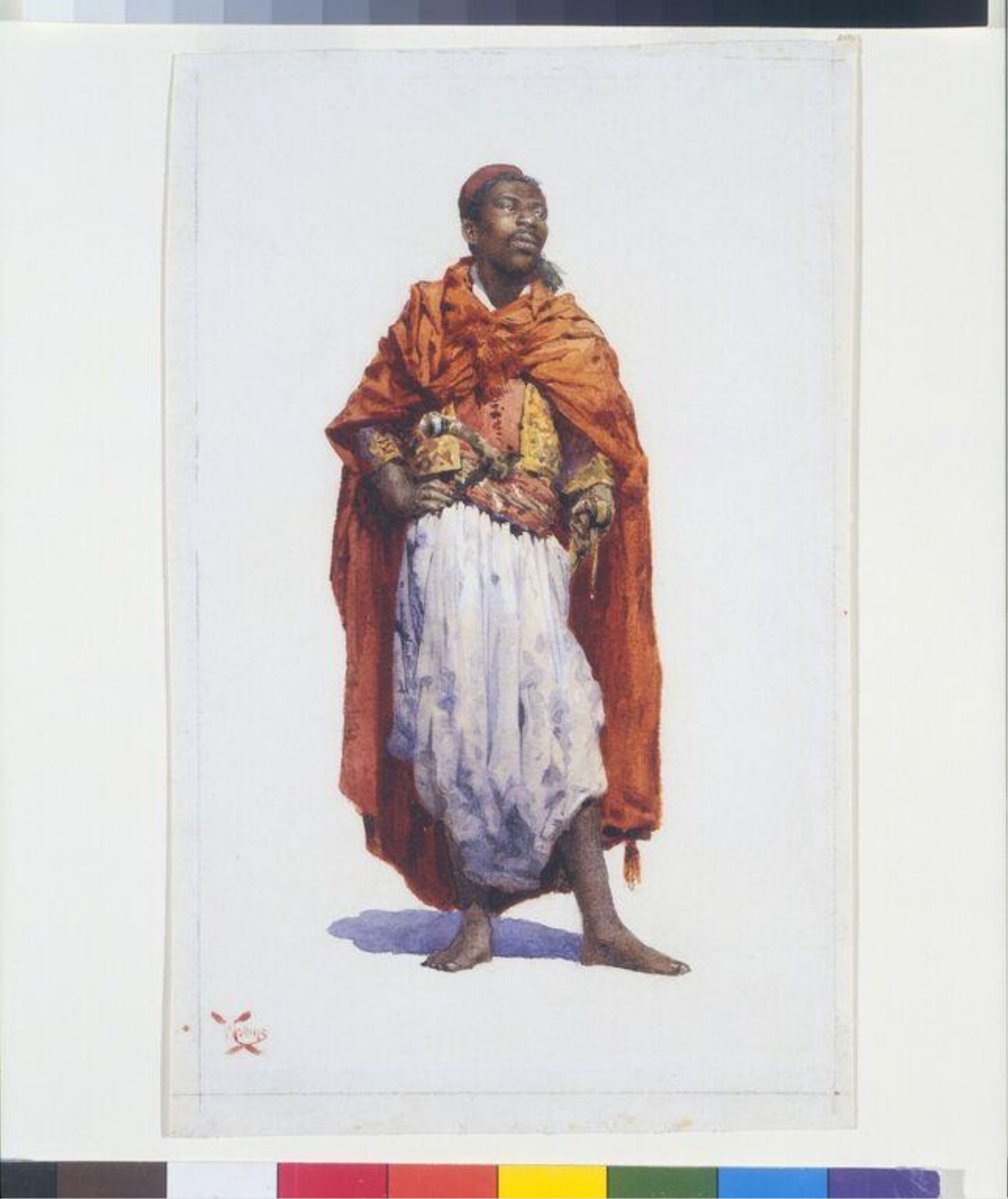 North African man in travelling costume, William Wiehe Collins, ca. 1900-1910