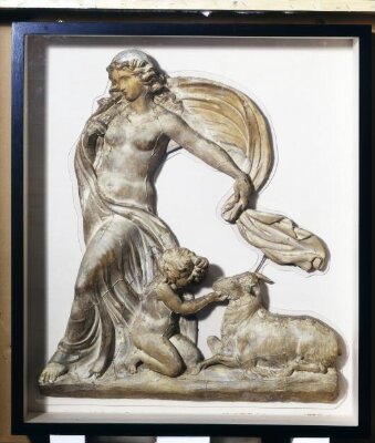 Female allegorical figure with putto and ram, Henry Stothard, ca. 1820
