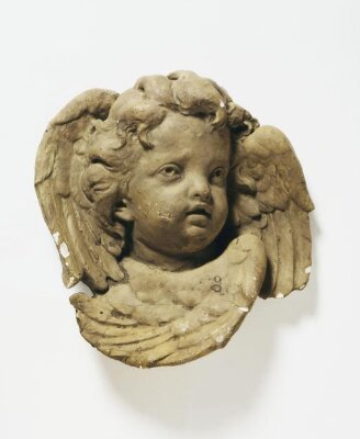 Winged cherub head, Alfred George Stevens, ca. 1860