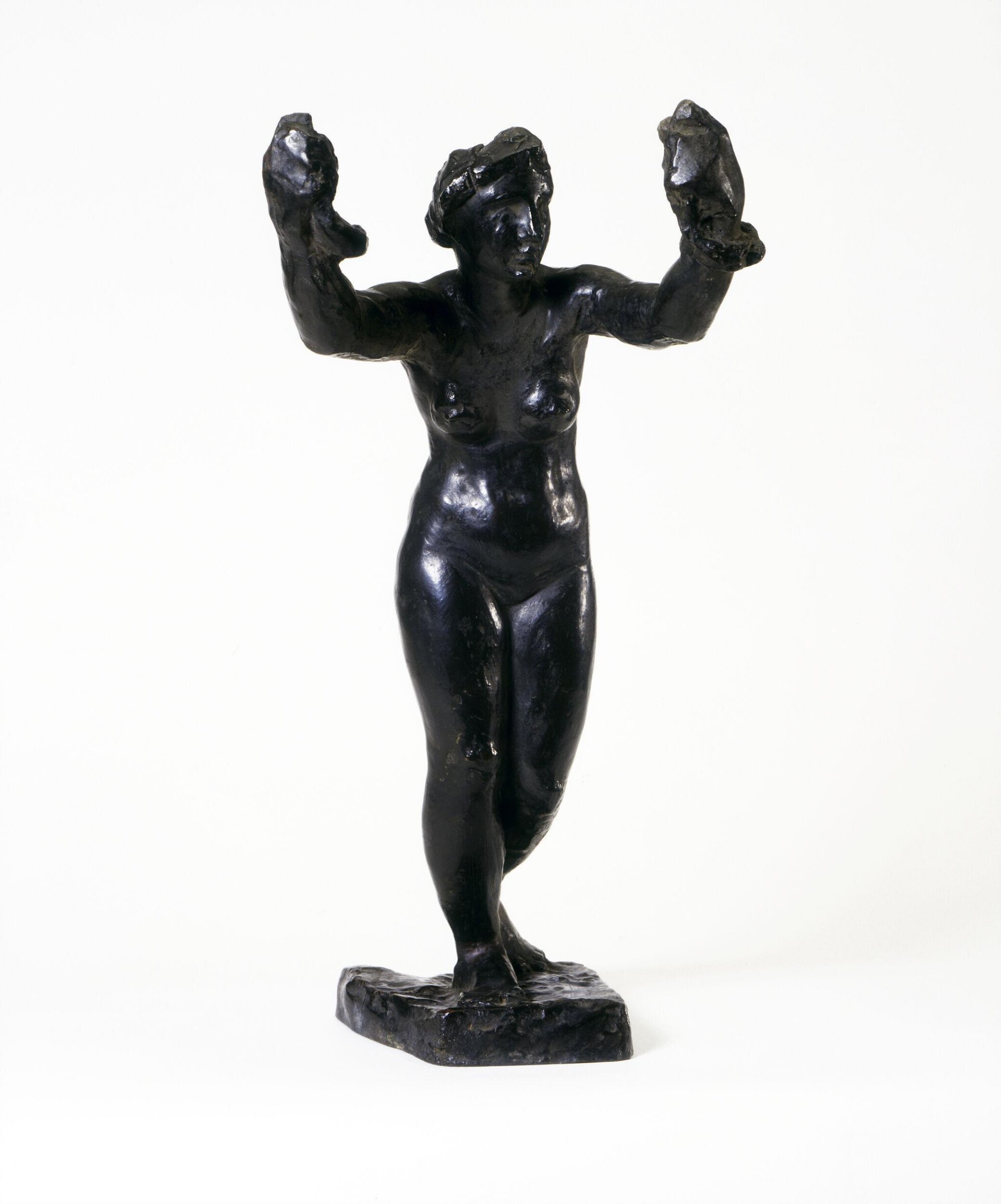 Nude figure with arms raised, Alfred George Stevens, 1866-1867
