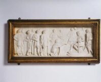 King John (r. 1199-1216) handing the Magna Carta to the barons