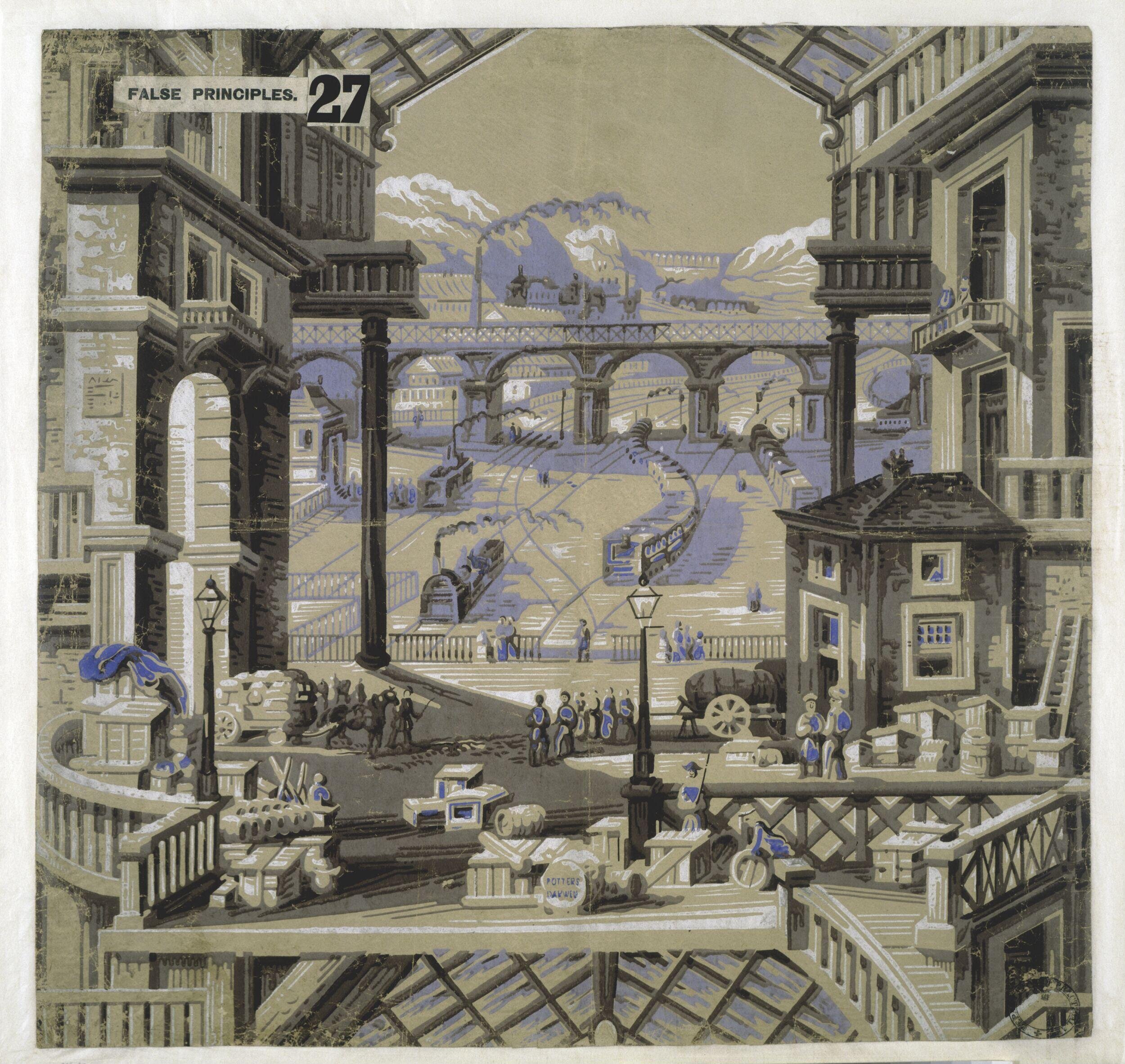 Perspective views of a railway station