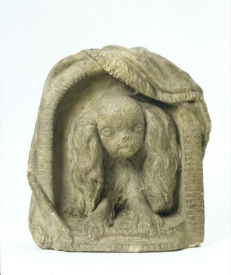 Spaniel in a kennel, George Gammon Adams, ca. 1850 - ca. 1898