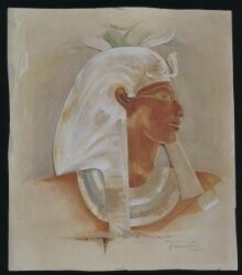 Head of Queen Makare Hatshepsut: copy of a painted low relief in the Mortuary Temple of Hatshepsut, Deir al-Bahri thumbnail 1