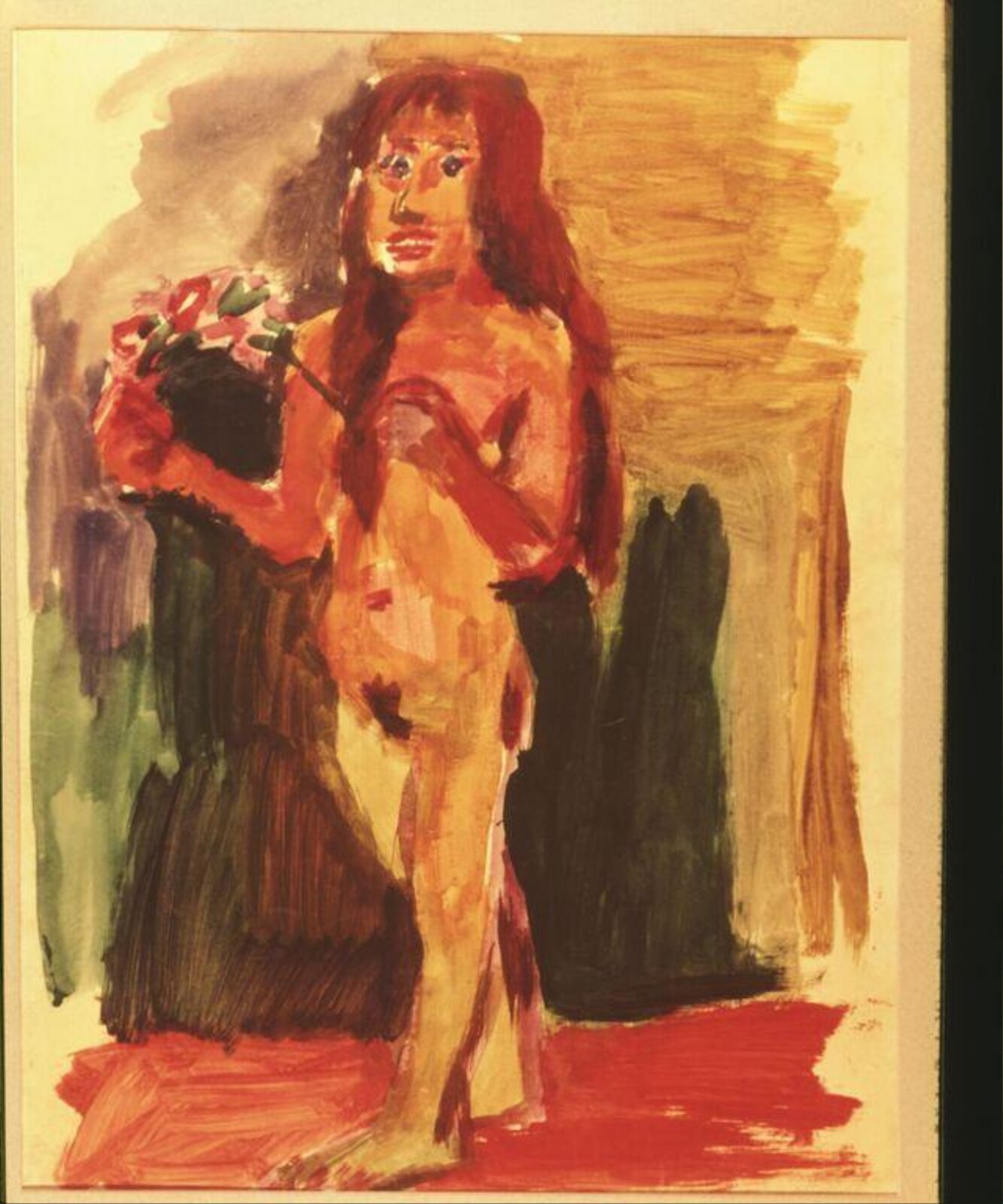 Standing Nude with Flowers, Kokoschka, ca. 1922