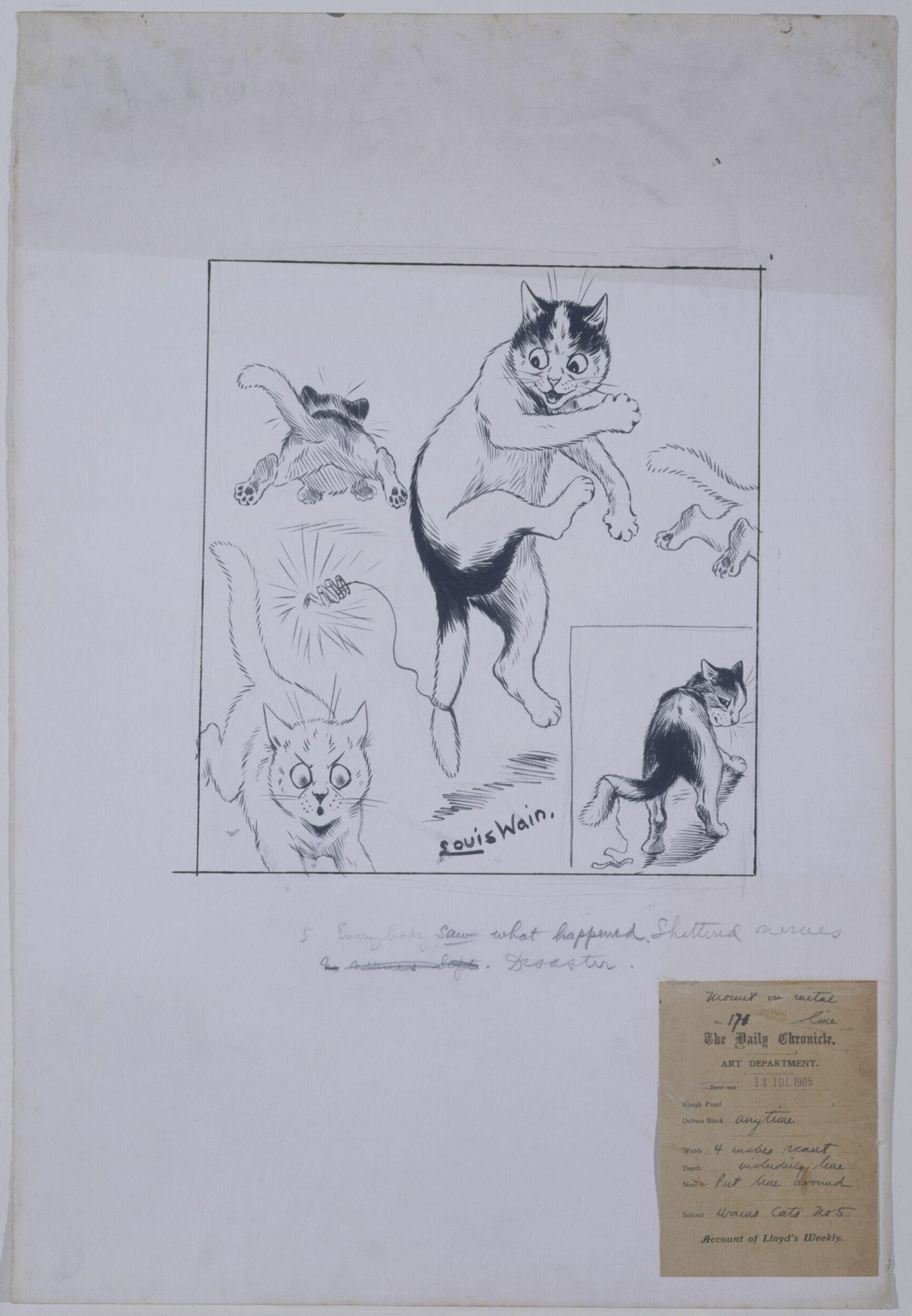 5. Everybody saw what happened. Shattered nerves. Disaster., Louis Wain, 1905