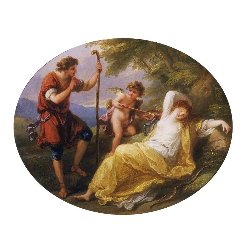 A Sleeping Nymph Watched by a Shepherd