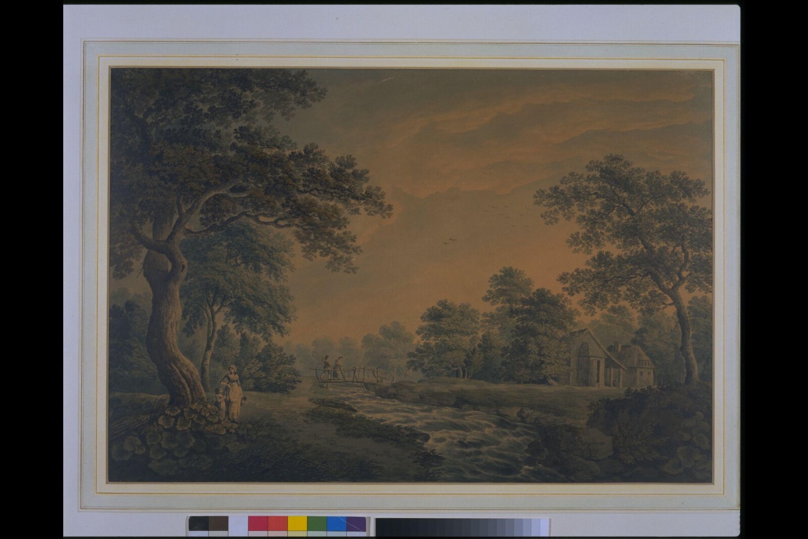 Landscape with stream and bridge, Baynes, ca. 1790-1835