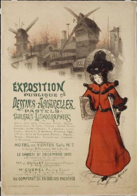Exhibition Publique de Dessins, Aquarelles, Pastels, Tableaux, Lithographies. Hôtel des Ventes