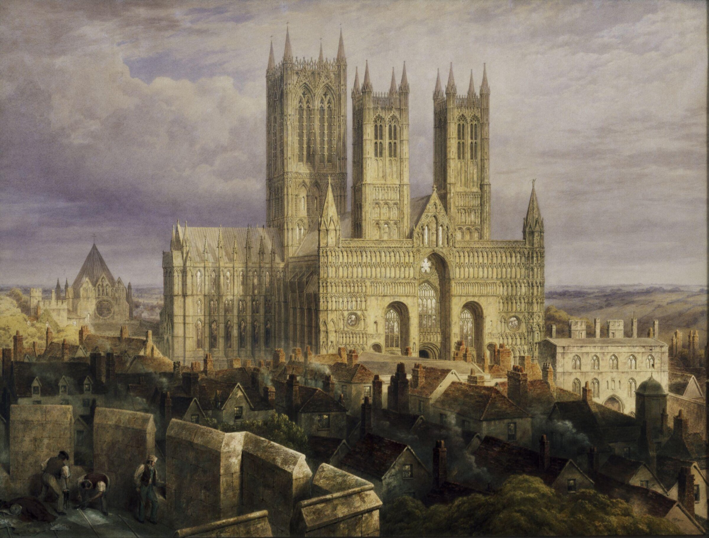 Lincoln Cathedral from the North-West, Frederick Mackenzie, 1850