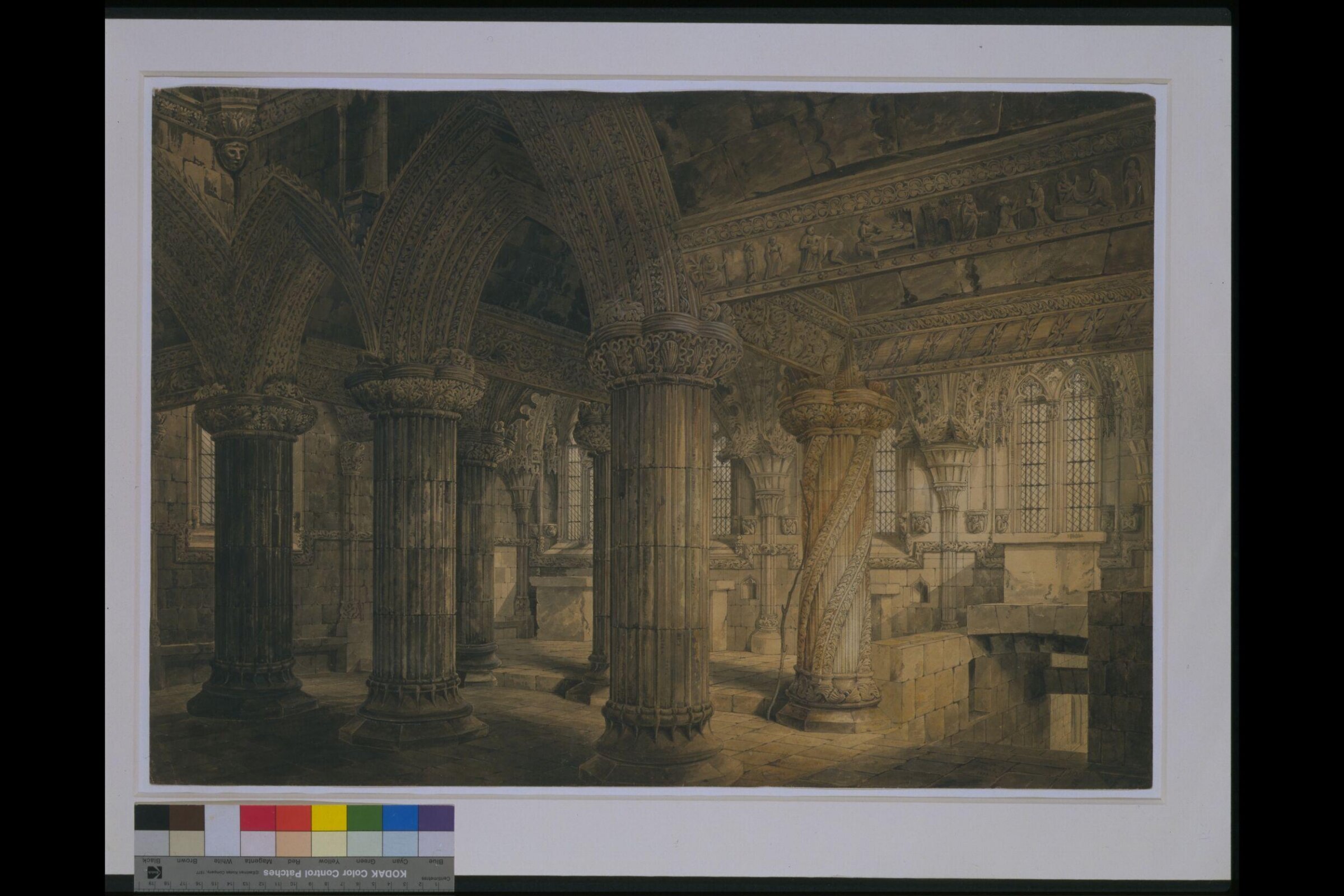 Roslin Chapel, near Edinburgh, showing the 'Prentice Pillar', George Shepherd, 1809