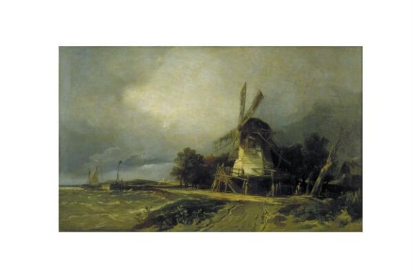 Coast scene with windmill | Müller, William James | V&A Explore The ...