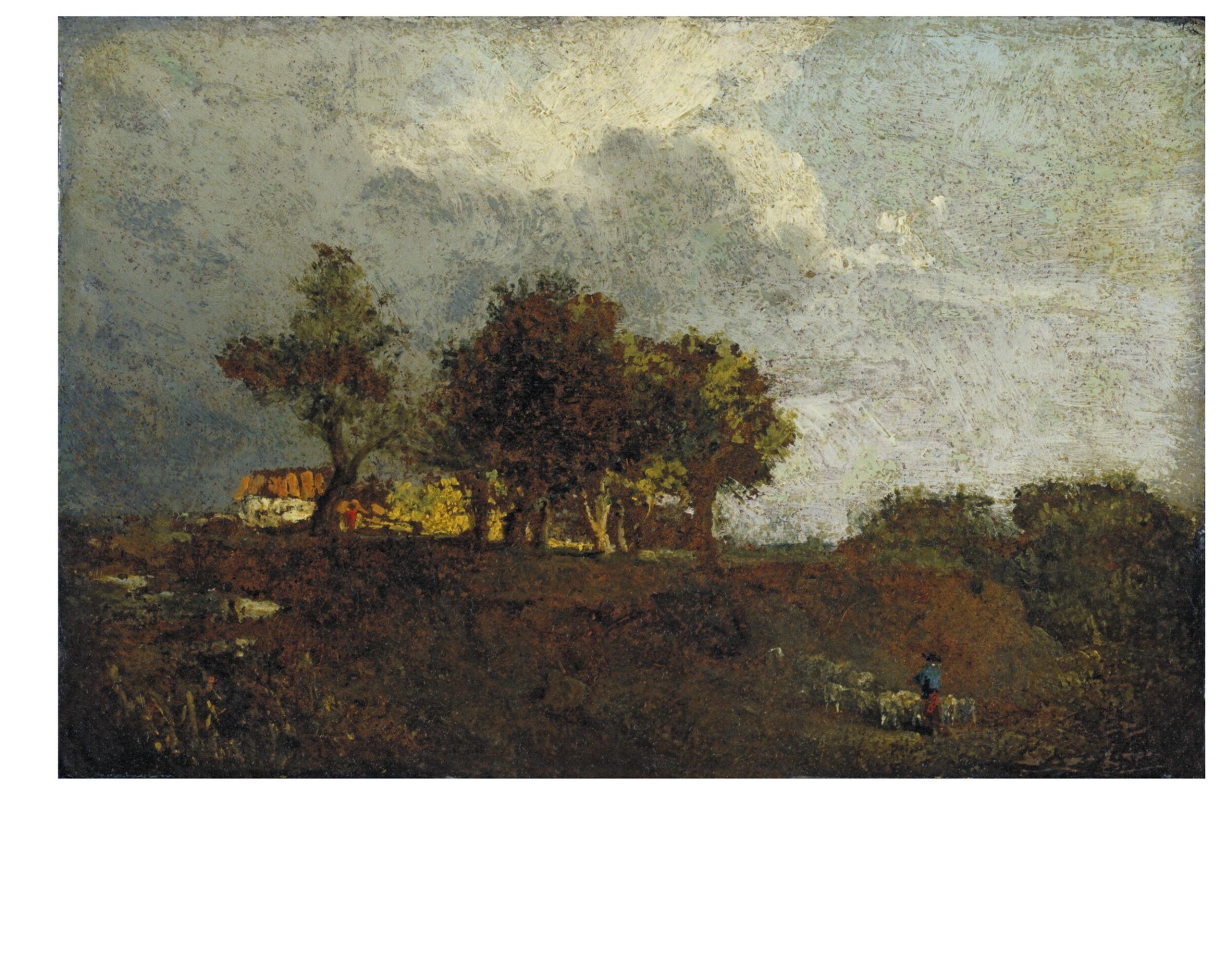 Landscape with elm trees and a farm, near Bayswater, William Henry Hunt, ca. 1810