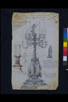 Design for a presentation candelabrum for Matthew Uzielli, Hanover Lodge, Regents Park, London thumbnail 1