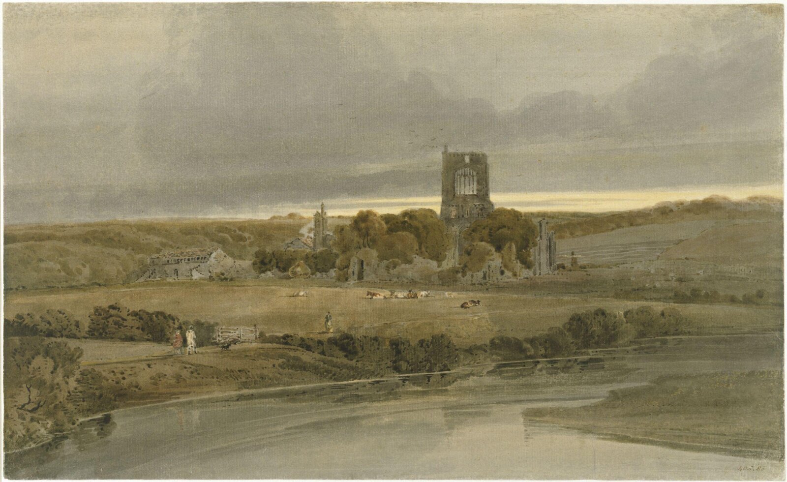 Kirkstall Abbey, Yorkshire: Evening, Thomas Girtin, ca. 1800-1801