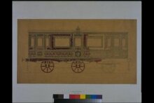 Design for the exterior decoration of a railway carriage made for Frederick VII, King of Denmark thumbnail 1