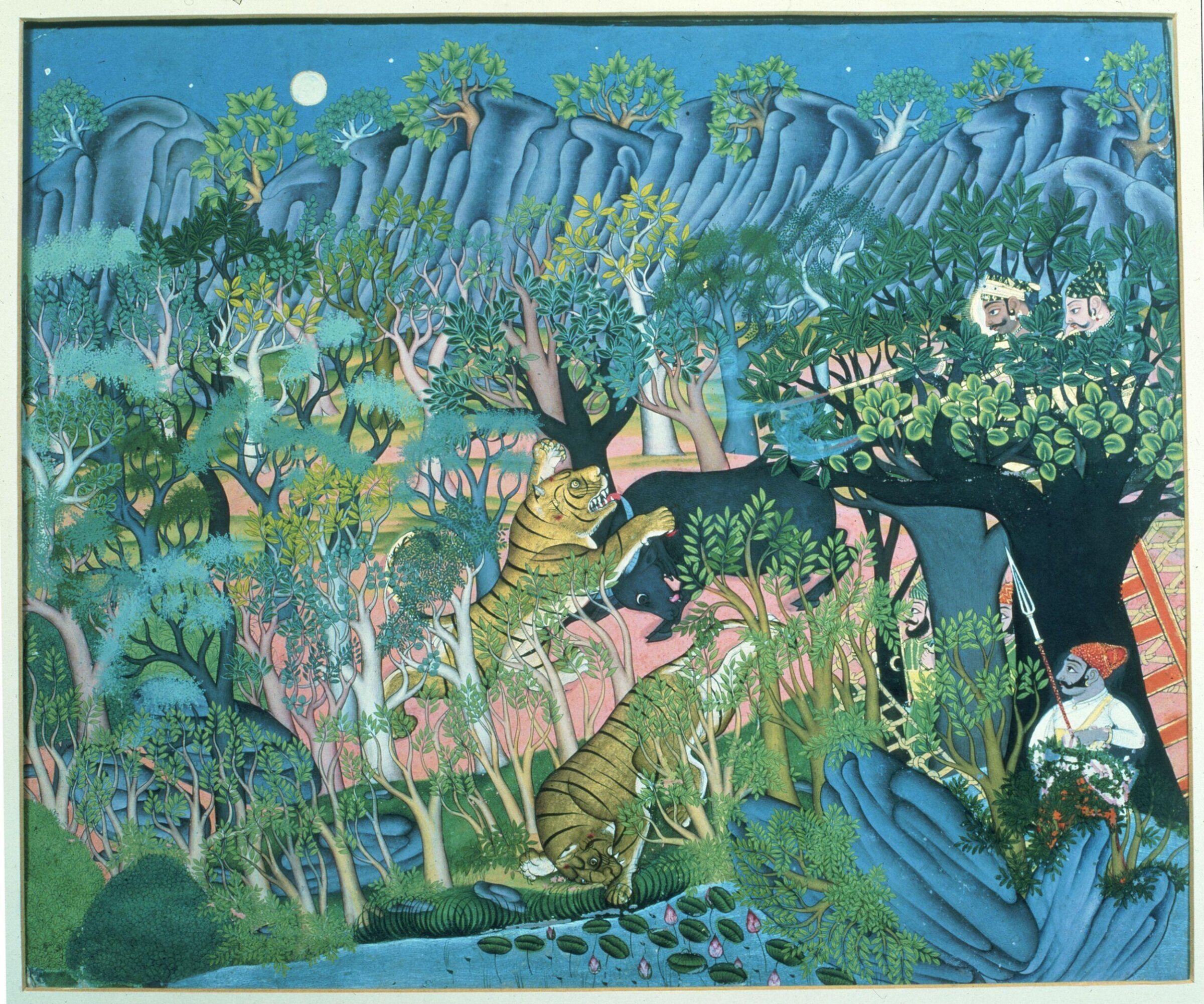 Maharao Umed Singh of Kota hunting at night, ca. 1790