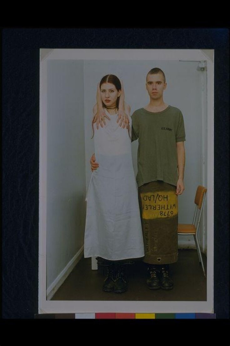 Susanne and Lutz, white dress, Army skirt top image