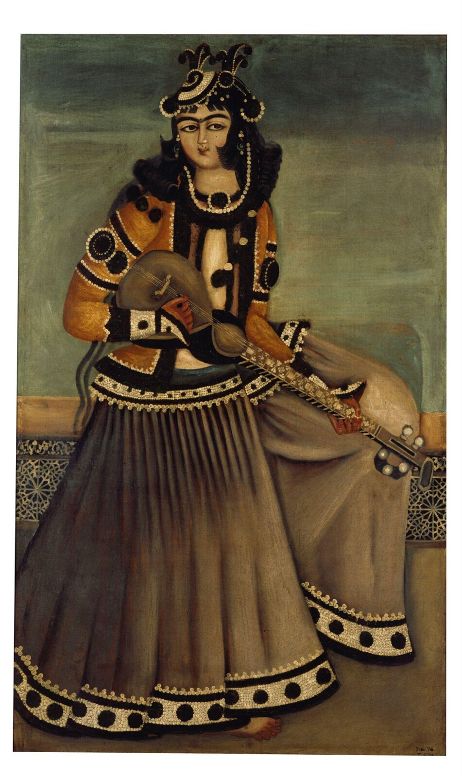 Woman Playing a tar, 1800-1830