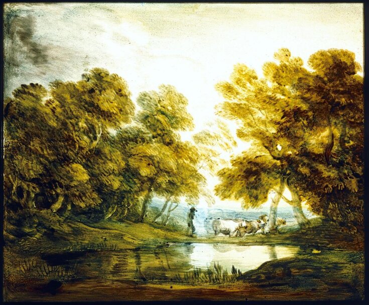 Wooded Landscape with Herdsman Driving Cattle top image