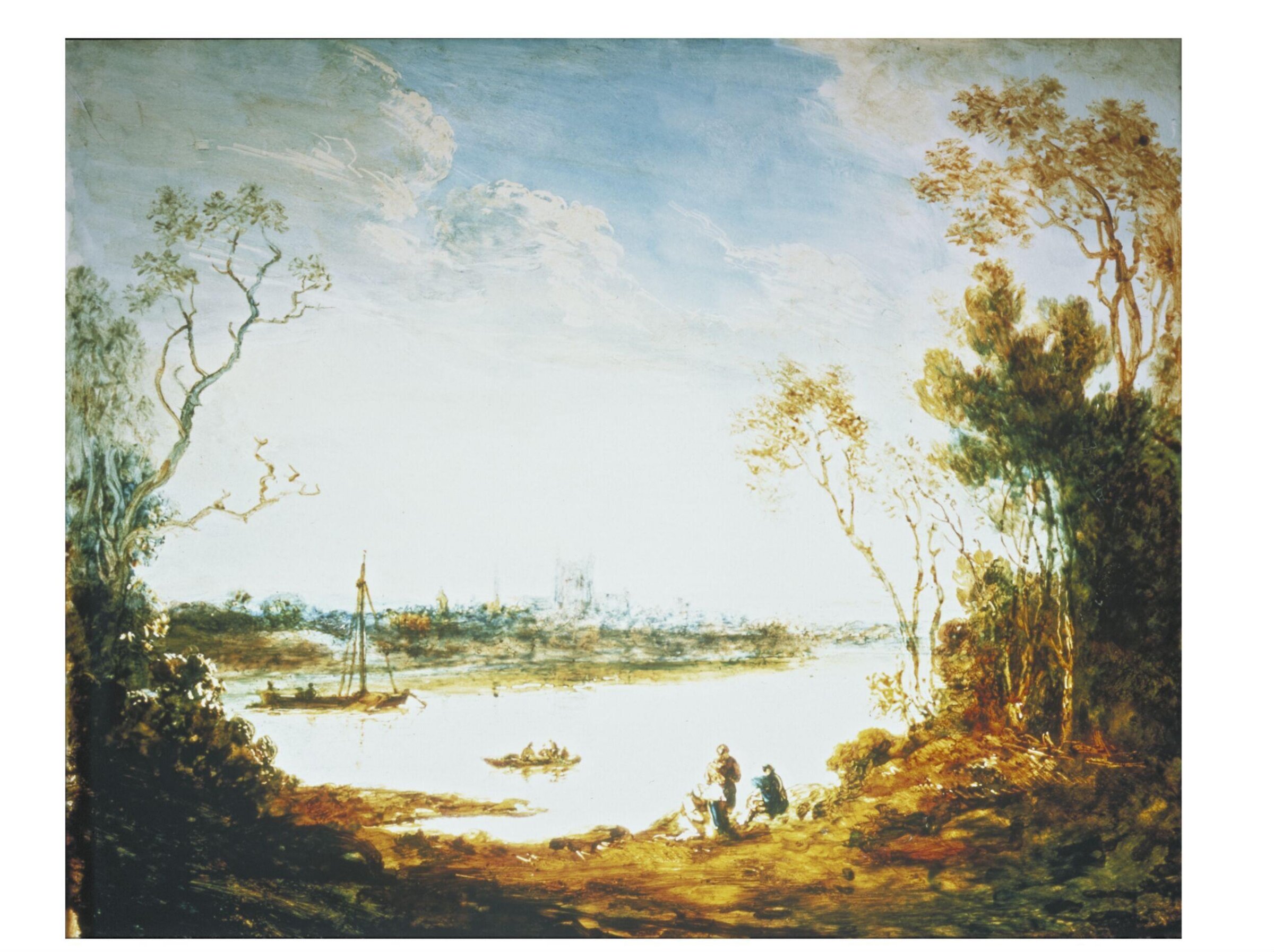 A Town across a River, W. White, ca. 1833-1840