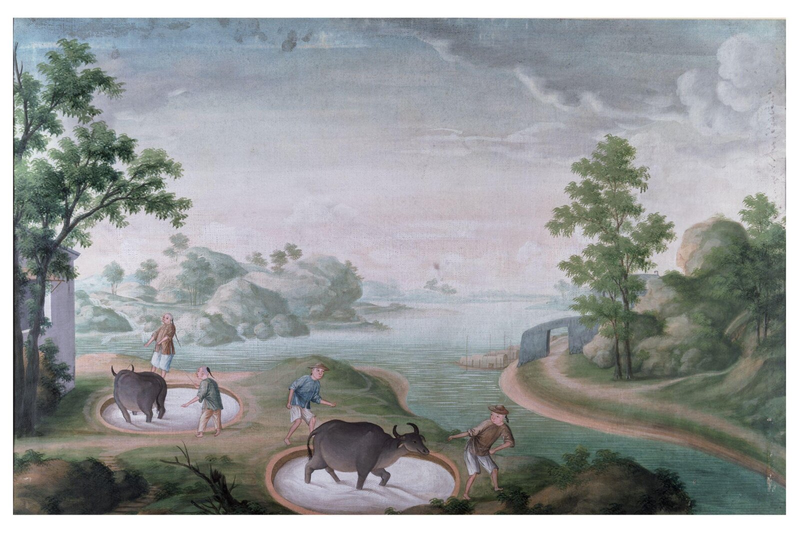 Oxen Treading China Stone in Pits, 1770-1790