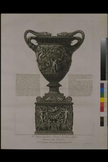 Large marble vase with putti and vine leaves found at Hadrian's Villa in 1769