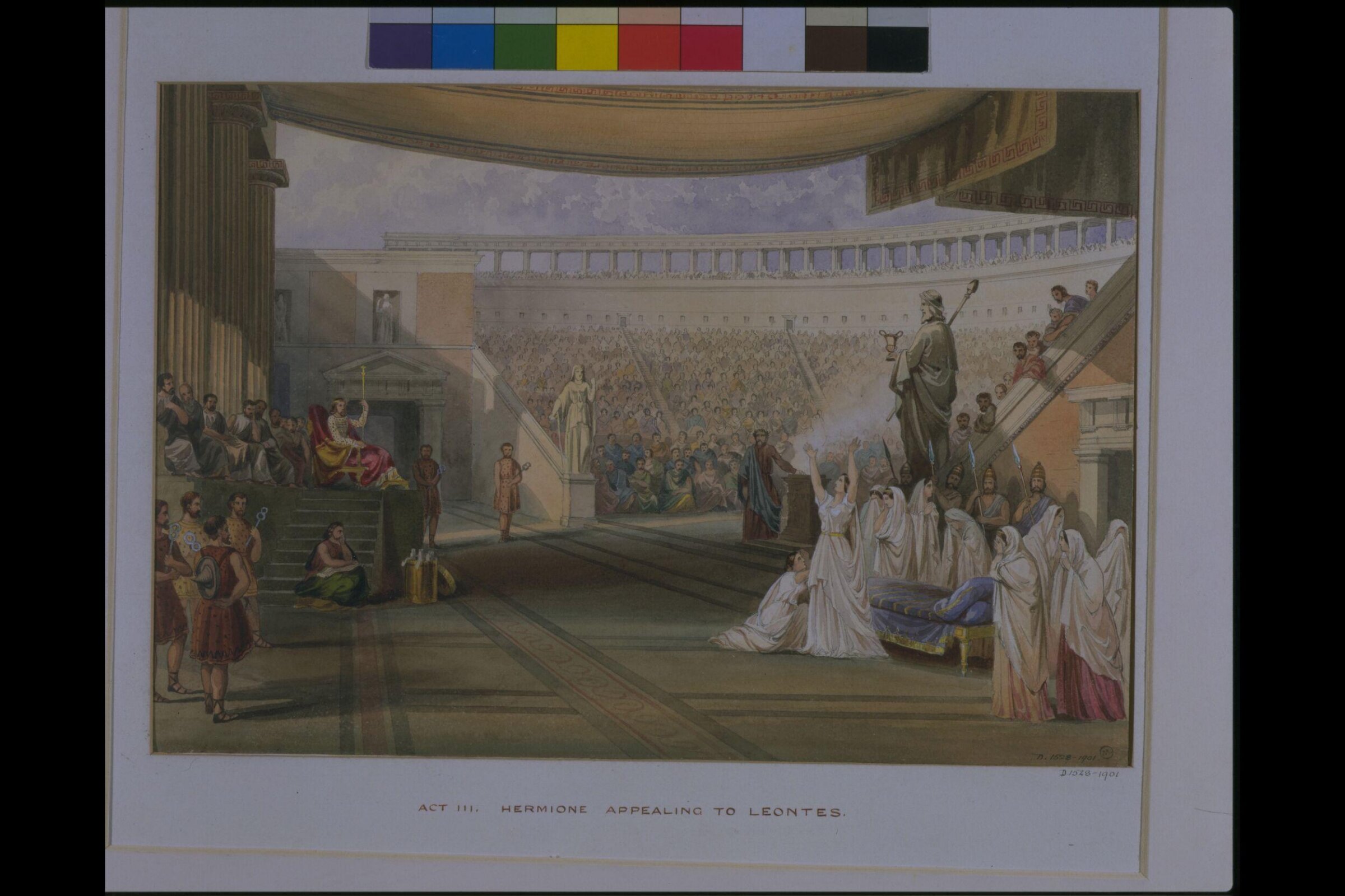 drawing of scenery and props in A Winter's Tale, William Telbin, 1851-1859