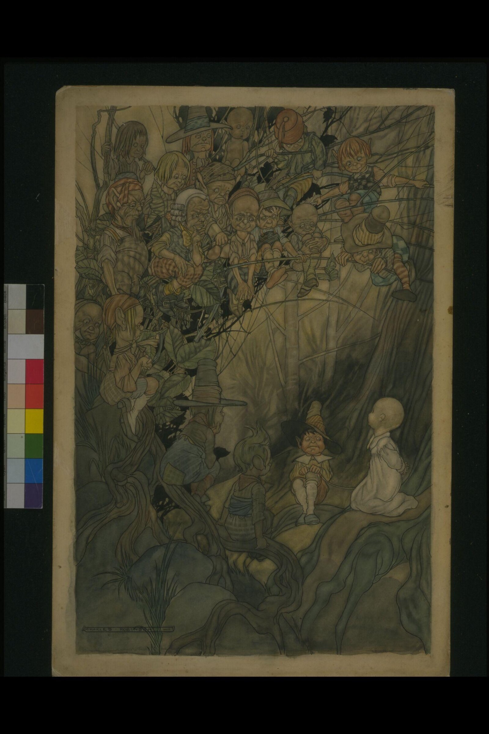 Goblins cross-examining a baby whom one of the has captured, Charles Robinson, 1900-1920
