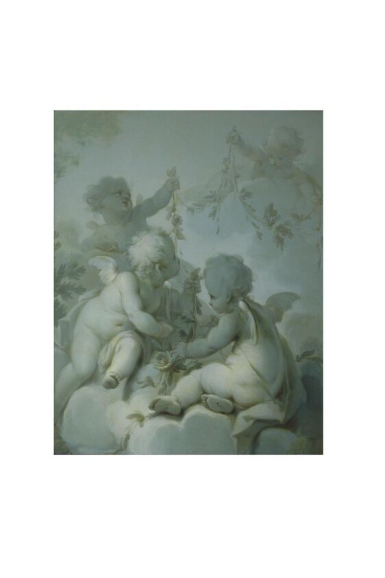 Four Cupids Holding Festoons of Flowers and Foliage (ca. 1775) by Katharina Wilhelmina Schweickhardt
