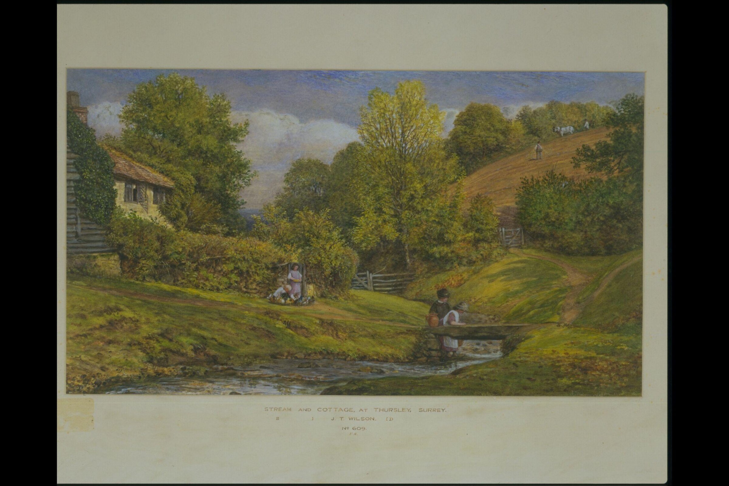 Stream and Cottage at Thursley, Surrey, J.T. Wilson, 1863