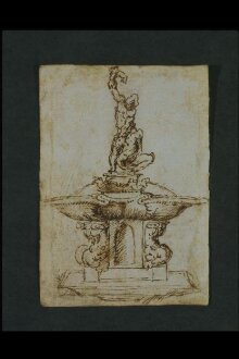 Record drawings of Giambologna's terracotta modelli for the fountain of the Apennine and for the fountain of Neptune, with a detail of the base of the fountain of Sampson. thumbnail 1