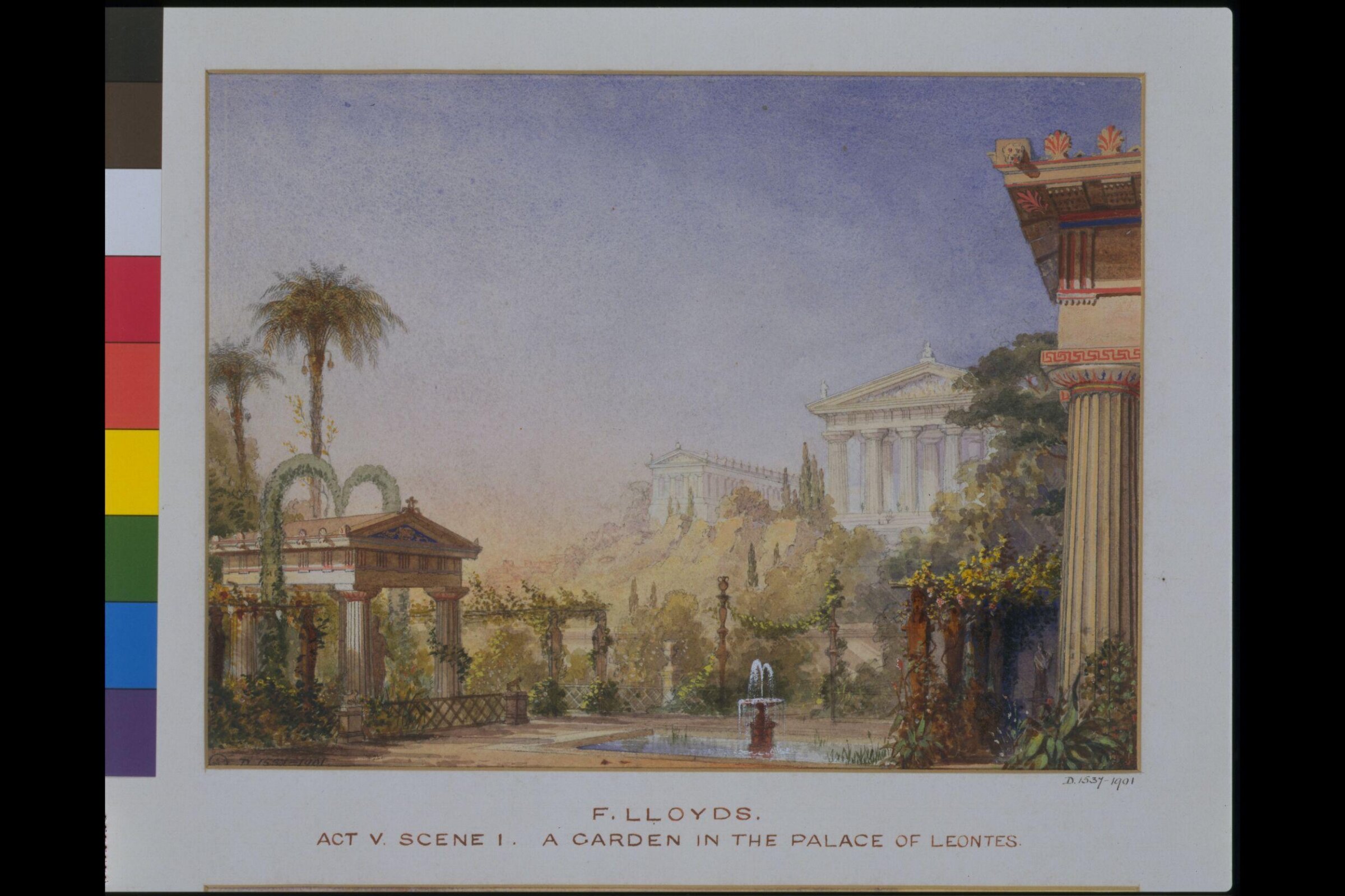 drawing of scenery and props in A Winter's Tale, F. Lloyds, 1851-1859