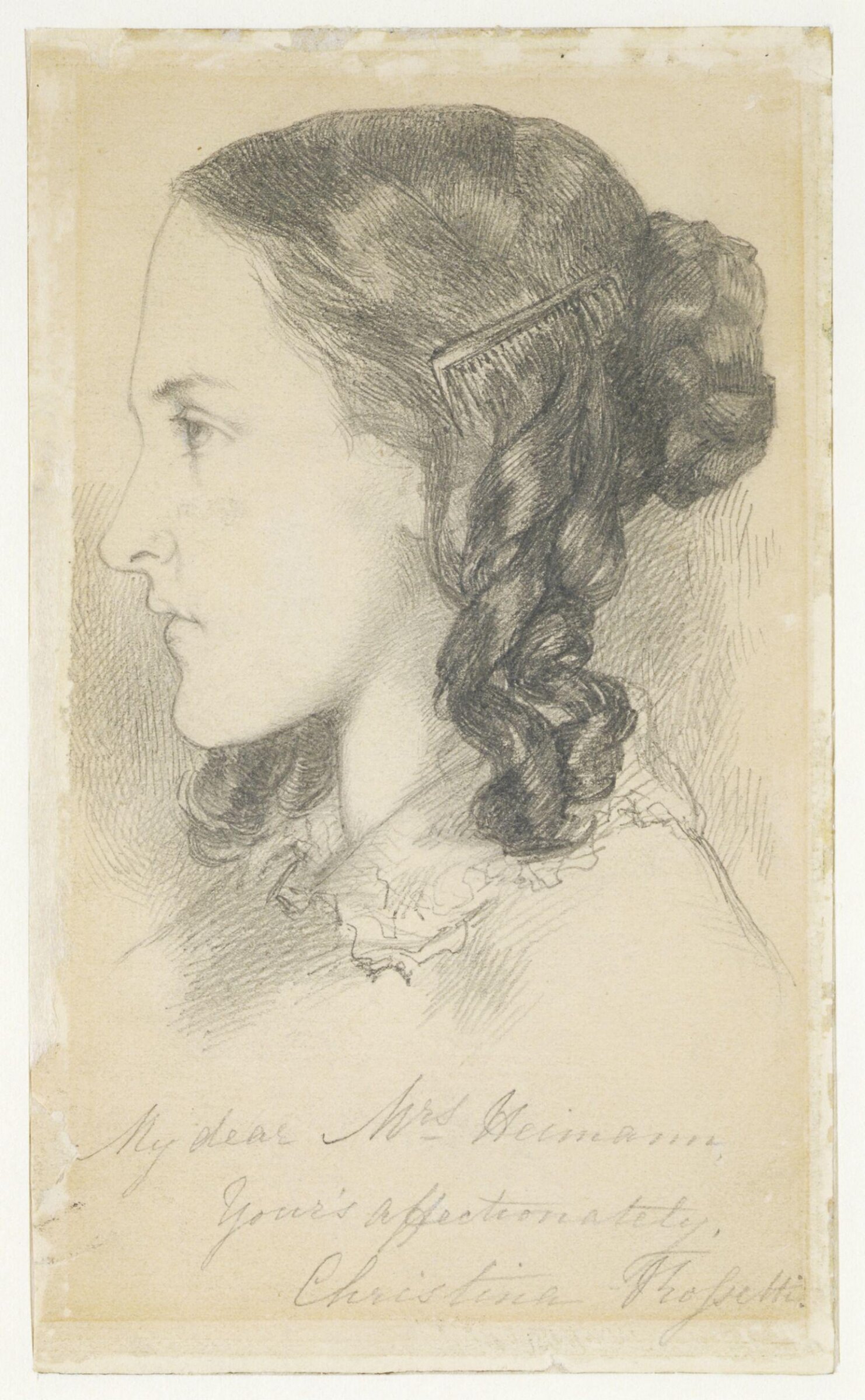 Portrait of Christine Georgina Rossetti (1830-1894) at the age of 16, Dante Gabriel Rossetti, 1847